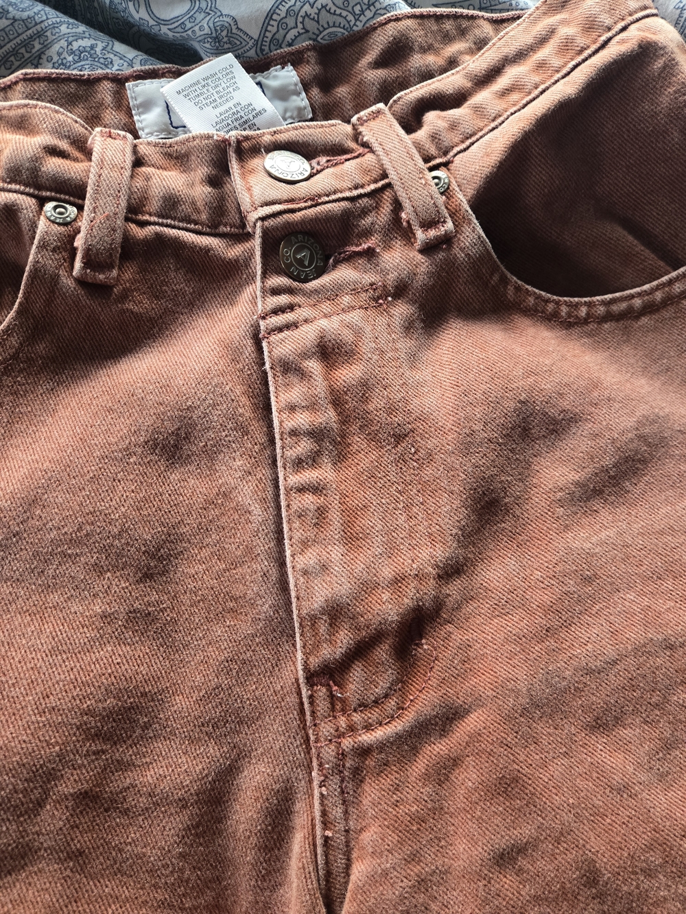 Arizona Jeans Co High Waisted Rust Terracotta Brown Denim Jean Mom Shorts - Picture 7 of 14